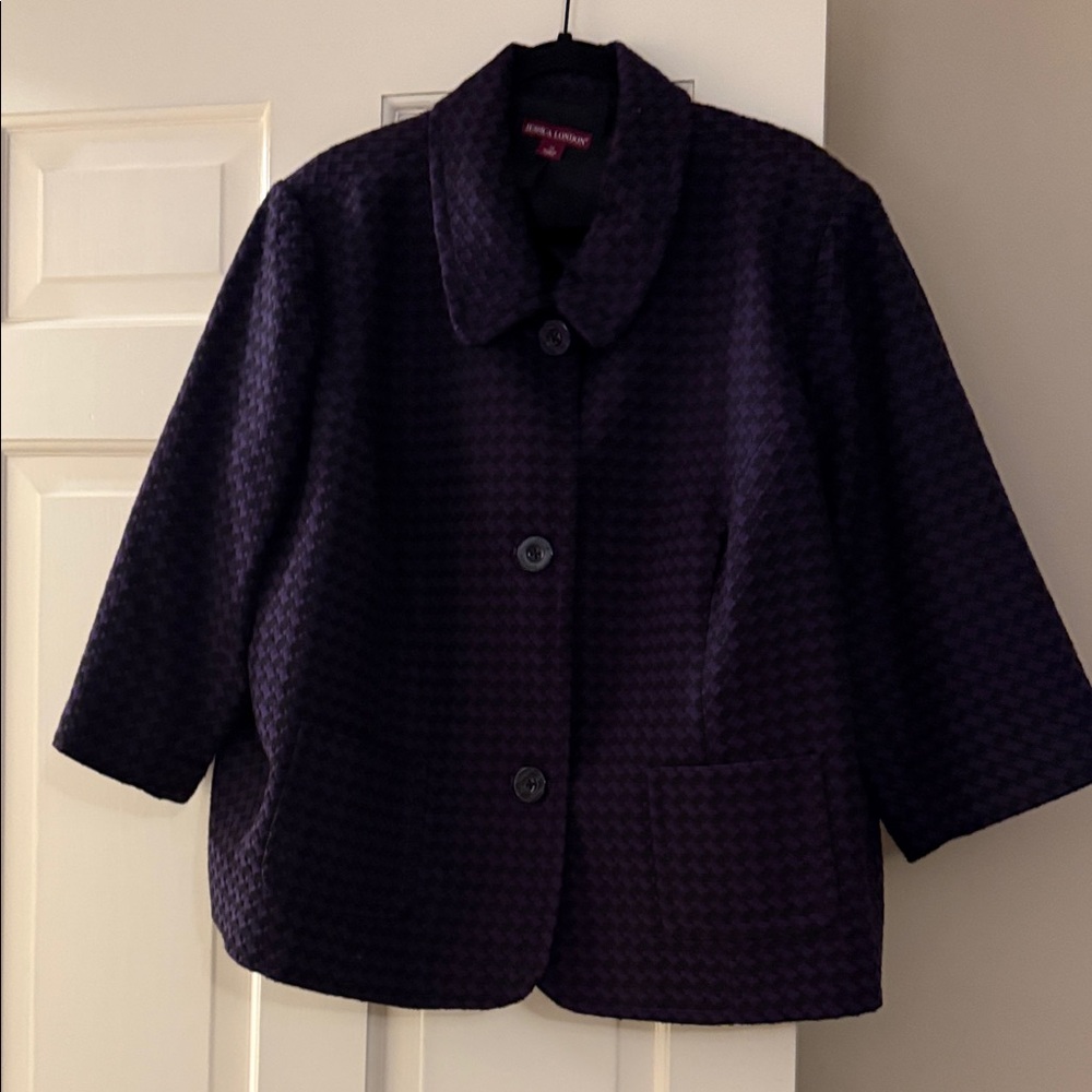 Jessica London Purple & Black Houndstooth Blazer